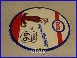 Vintage 1964 Happy Motoring Esso Tiger In Your Gas Tank Route 66 Porcelain Sign