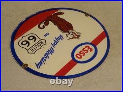 Vintage 1964 Happy Motoring Esso Tiger In Your Gas Tank Route 66 Porcelain Sign