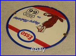 Vintage 1964 Happy Motoring Esso Tiger In Your Gas Tank Route 66 Porcelain Sign