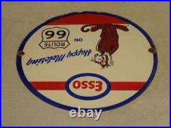 Vintage 1964 Happy Motoring Esso Tiger In Your Gas Tank Route 66 Porcelain Sign