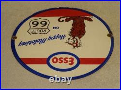 Vintage 1964 Happy Motoring Esso Tiger In Your Gas Tank Route 66 Porcelain Sign