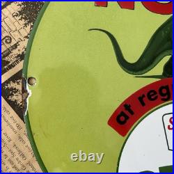Vintage 1964 Sinclair Gasolinedino Gas Oil Pump 12 Inchporcelain Enamel Sign