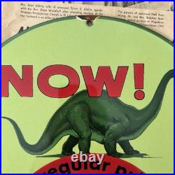 Vintage 1964 Sinclair Gasolinedino Gas Oil Pump 12 Inchporcelain Enamel Sign