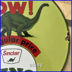 Vintage 1964 Sinclair Gasolinedino Gas Oil Pump 12 Inchporcelain Enamel Sign