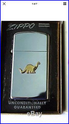 Vintage 1965 NOS Slim sinclair Gas And Oil dinosaur advertising Zippo Lighter