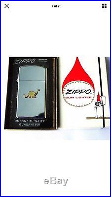 Vintage 1965 NOS Slim sinclair Gas And Oil dinosaur advertising Zippo Lighter