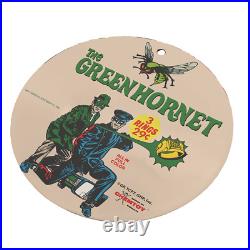 Vintage 1966 The Greenhornet Rings Porcelain Gas Oil 4.5 Sign