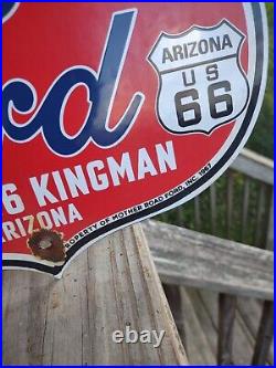 Vintage 1967 Dated Mother Road Ford Route 66 Porcelain Gas Oil Advertising Sign