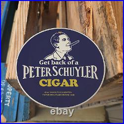 Vintage 1968 Peter-schuyler Cigar Porcelain Gas Oil 4.5 Sign