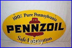 Vintage 1971 Pennzoil Motor Oil Gas Station 2 Sided 31 Metal SignNice