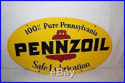 Vintage 1971 Pennzoil Motor Oil Gas Station 2 Sided 31 Metal SignNice