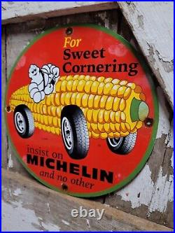 Vintage 1972 Michelin Porcelain Sign Auto Part Tires Automotive Gas Oil Service