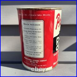 Vintage 1Qt Premium Penn Drake Motor Oil Tin Can Advertising FULL CAN/CONTENTS