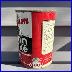 Vintage 1Qt Premium Penn Drake Motor Oil Tin Can Advertising FULL CAN/CONTENTS