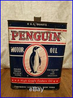 Vintage 2 Gallon Penguin Motor Oil Can RARE