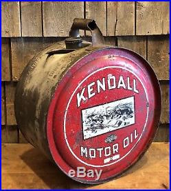 Vintage 20s-30s Original KENDALL Motor Oil 5 Gallon Rocker Can Factory Graphics