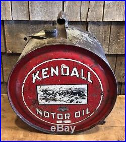 Vintage 20s-30s Original KENDALL Motor Oil 5 Gallon Rocker Can Factory Graphics