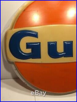 Vintage 27 Gulf Oil Gas Plastic Station Advertising Sign