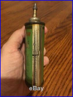 Vintage 3 oz. Winchester Gun Oil Can oval lead top, tin/can RARE GREEN CAN