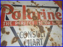 Vintage 30 Porcelain Polarine Consul Chart Two Sided Gas Oil Advertising Sign