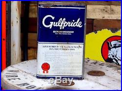 Vintage 30s Gulf Gulfpride 5 quart motor oil can