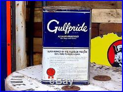 Vintage 30s Gulf Gulfpride 5 quart motor oil can