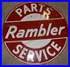 Vintage 42 DSP RAMBLER PART SERVICE Porcelain GAS OIL CAR Auto Advertising SIGN