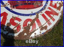 Vintage 42 Porcelain RED CROWN GAS STATION GASOLINE OIL Advertising SIGN