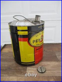 Vintage 5 Gal PENNZOIL Motor Oil Can Advertising Can-Dated 1971-Pull Out Spout