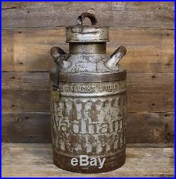 Vintage 5 Gallon WADHAM'S Ellisco George Ellis & Sons Gas Station Bulk Oil Can