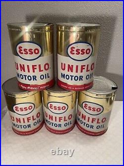 Vintage 5 Qt ESSO Uniflo Motor Oil Can Gas Advertising Authentic 1950's