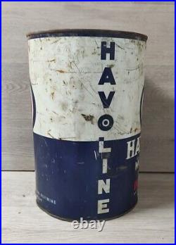 Vintage 5 Quart Havoline Texas Oil Motor Oil Advertising Tin Garage Gas Station