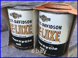 Vintage 50's HARLEY DAVIDSON 4 Qt Metal Oil Can FULL Pre Luxe Oil Premium Deluxe