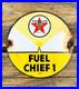 Vintage 6 Texaco Fuel Chief 1 Oil Porcelain Service Gasoline Advertising Sign