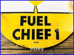 Vintage 6 Texaco Fuel Chief 1 Oil Porcelain Service Gasoline Advertising Sign