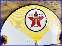 Vintage 6 Texaco Fuel Chief 1 Oil Porcelain Service Gasoline Advertising Sign