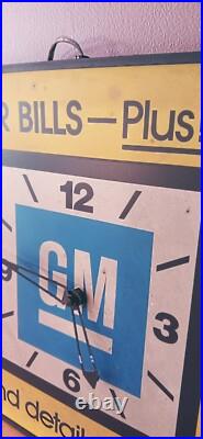 Vintage 60s 70s Original GM Dealership Sign Clock Display Double Sided Chevrolet
