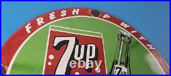 Vintage 7 Up Soda Porcelain Grocery Piggly General Store Gas Oil Pump Plate Sign