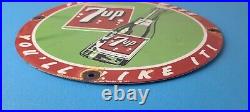 Vintage 7 Up Soda Porcelain Grocery Piggly General Store Gas Oil Pump Plate Sign