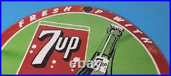 Vintage 7 Up Soda Porcelain Grocery Piggly General Store Gas Oil Pump Plate Sign