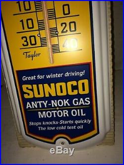 Vintage 80's/90's MIB Mint Blue Sunoco Thermometer, Anty-Nok Gas, Motor Oil, Taylor