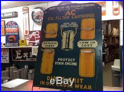 Vintage AC oil filter sign Gas Oil GM Delco display 1934