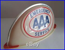 Vintage Aaa Advertising Lighted Sign Cab Topper Service Gas Oil Station N. O. S