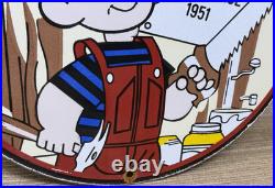Vintage Ace Hardware Porcelain Sign Dennis The Menace Gas Oil Tools Paint Lumber