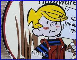 Vintage Ace Hardware Porcelain Sign Dennis The Menace Gas Oil Tools Paint Lumber