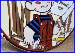 Vintage Ace Hardware Porcelain Sign Dennis The Menace Gas Oil Tools Paint Lumber