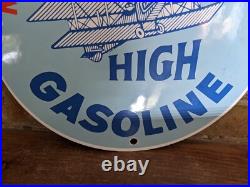Vintage Ace High Asoline Porcelain Gas Pump Sign Midwest Oil Co. 12 Vintage Ace High Asoline Porcelain Gas Pump Sign Midwest Oil Co. 12