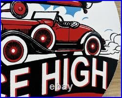 Vintage Ace High Gasoline Porcelain Sign Dealership Gas Station Plabe Motor Oil