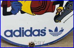 Vintage Adidas Porcelain Sign All Stars Soccer Gas Oil Disney Goofy Samba
