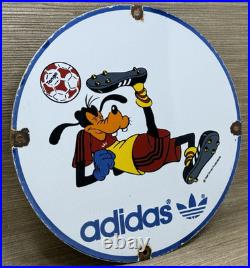 Vintage Adidas Porcelain Sign All Stars Soccer Gas Oil Disney Goofy Samba